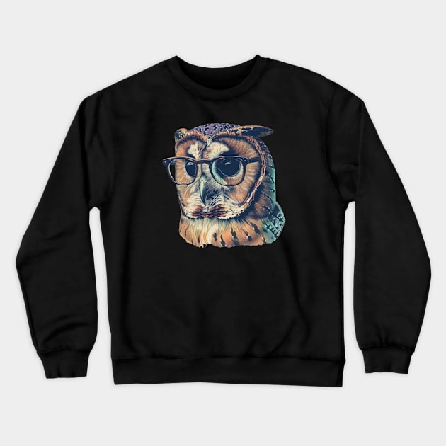 Barn Owl Brainiac: The Wise-Guy Spectacled Tee Crewneck Sweatshirt by Carnets de Turig
